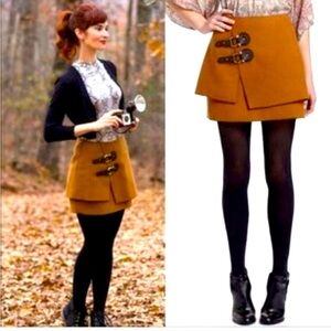 Anthropologie Meadow Rue Mini Skirt with Buckle Details